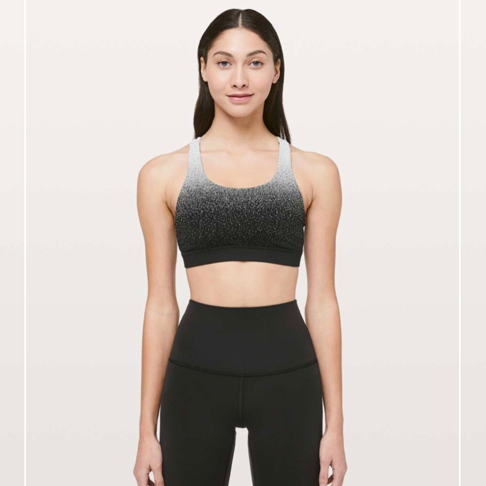 Lululemon Energy Bra Ombre Speckle Stop Jacquard EB Black White Size 2 NWT